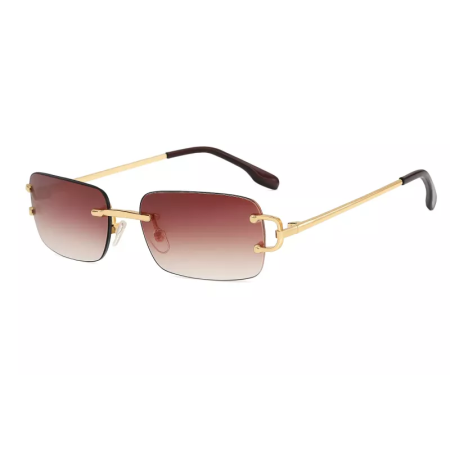 Zonnebril Unisex PBLIQ Randloos CLRS Bruin Goud