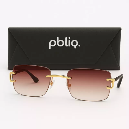 Zonnebril Unisex PBLIQ Randloos CLRS Bruin Goud