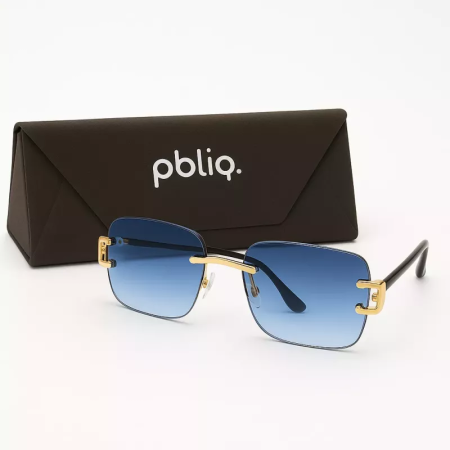 Zonnebril Unisex PBLIQ Randloos CLRS Blauw Goud