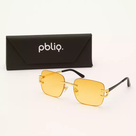 Zonnebril Unisex PBLIQ Randloos CLRS Oranje Goud