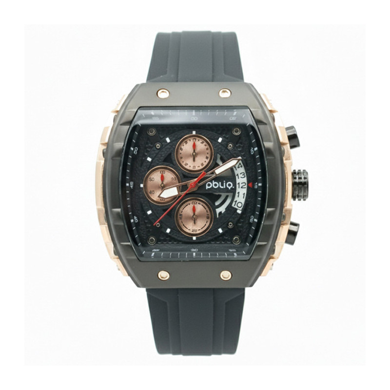 PBLIQ Luxe Herenhorloge Zwart Roségoud - Quartz Chronograaf Horloge