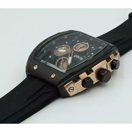 PBLIQ Luxe Herenhorloge Zwart Roségoud - Quartz Chronograaf Horloge