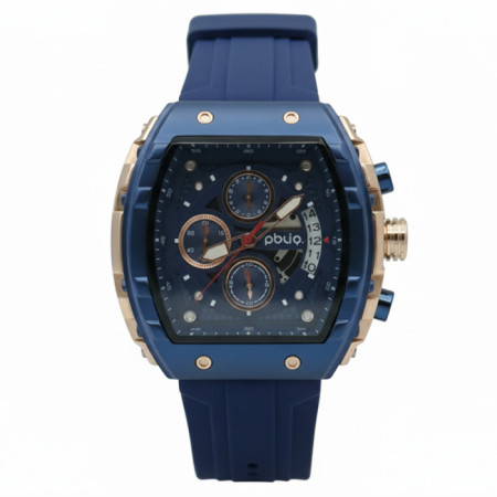 PBLIQ Luxe Herenhorloge Blauw Roségoud - Quartz Chronograaf Horloge