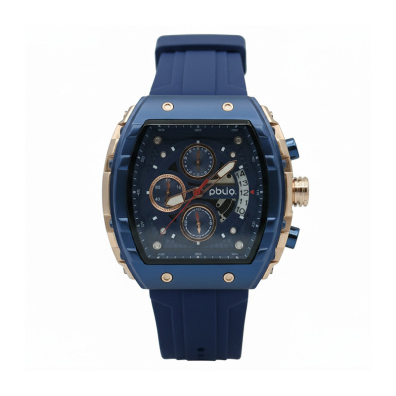 PBLIQ Luxe Herenhorloge Blauw Roségoud - Quartz Chronograaf Horloge