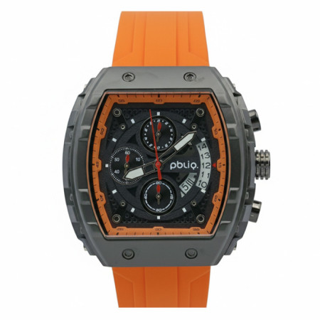 PBLIQ Luxe Herenhorloge Oranje Zwart - Quartz Chronograaf Horloge