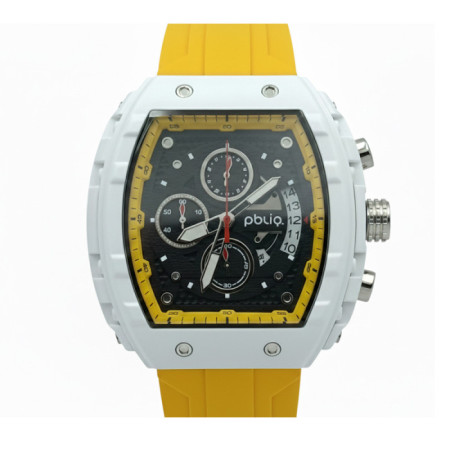 PBLIQ Luxe Herenhorloge Geel Wit - Quartz Chronograaf Horloge