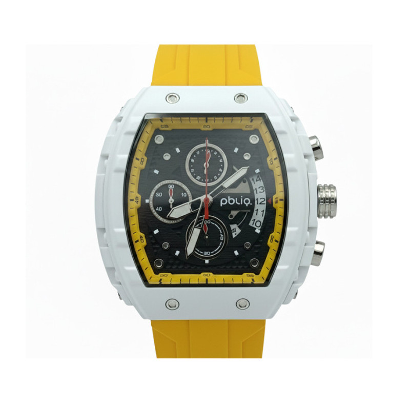 PBLIQ Luxe Herenhorloge Geel Wit - Quartz Chronograaf Horloge