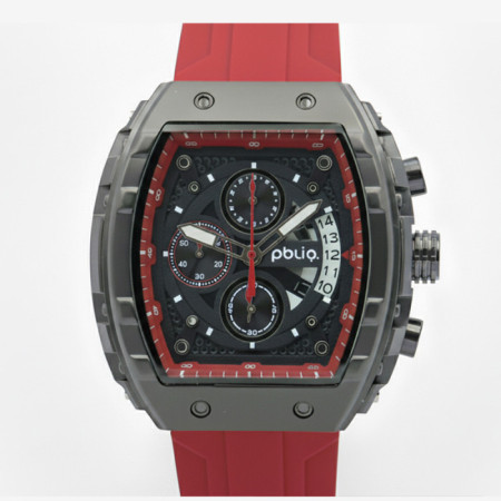 PBLIQ Luxe Herenhorloge Rood Zwart - Quartz Chronograaf Horloge