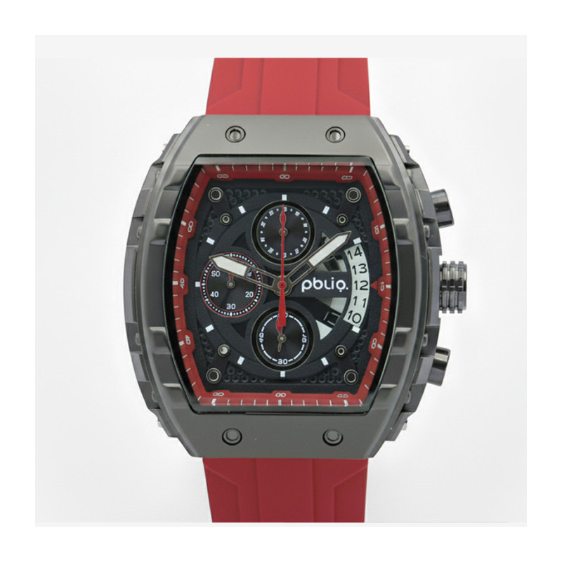 PBLIQ Luxe Herenhorloge Rood Zwart - Quartz Chronograaf Horloge