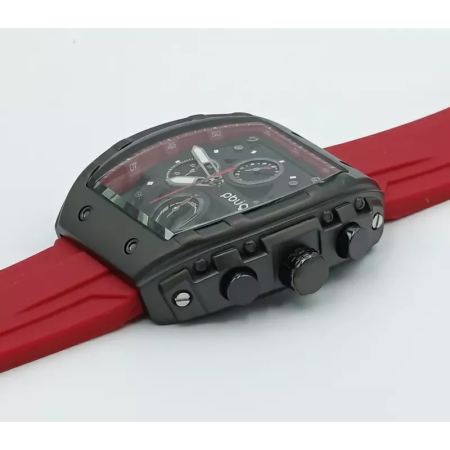 PBLIQ Luxe Herenhorloge Rood Zwart - Quartz Chronograaf Horloge