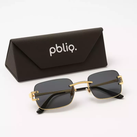 Zonnebril Unisex PBLIQ Randloos CLRS Zwart Goud